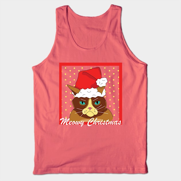 Meowy Christmas Tank Top by deadlydelicatedesigns